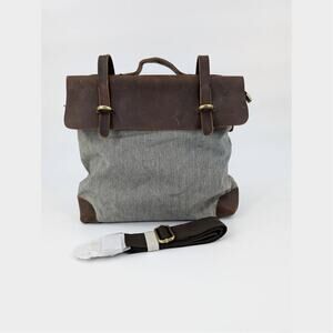 Jesslyn Blake‎ Anthropologie Messenger Bag Canvas Leather Work Travel Boho Chic